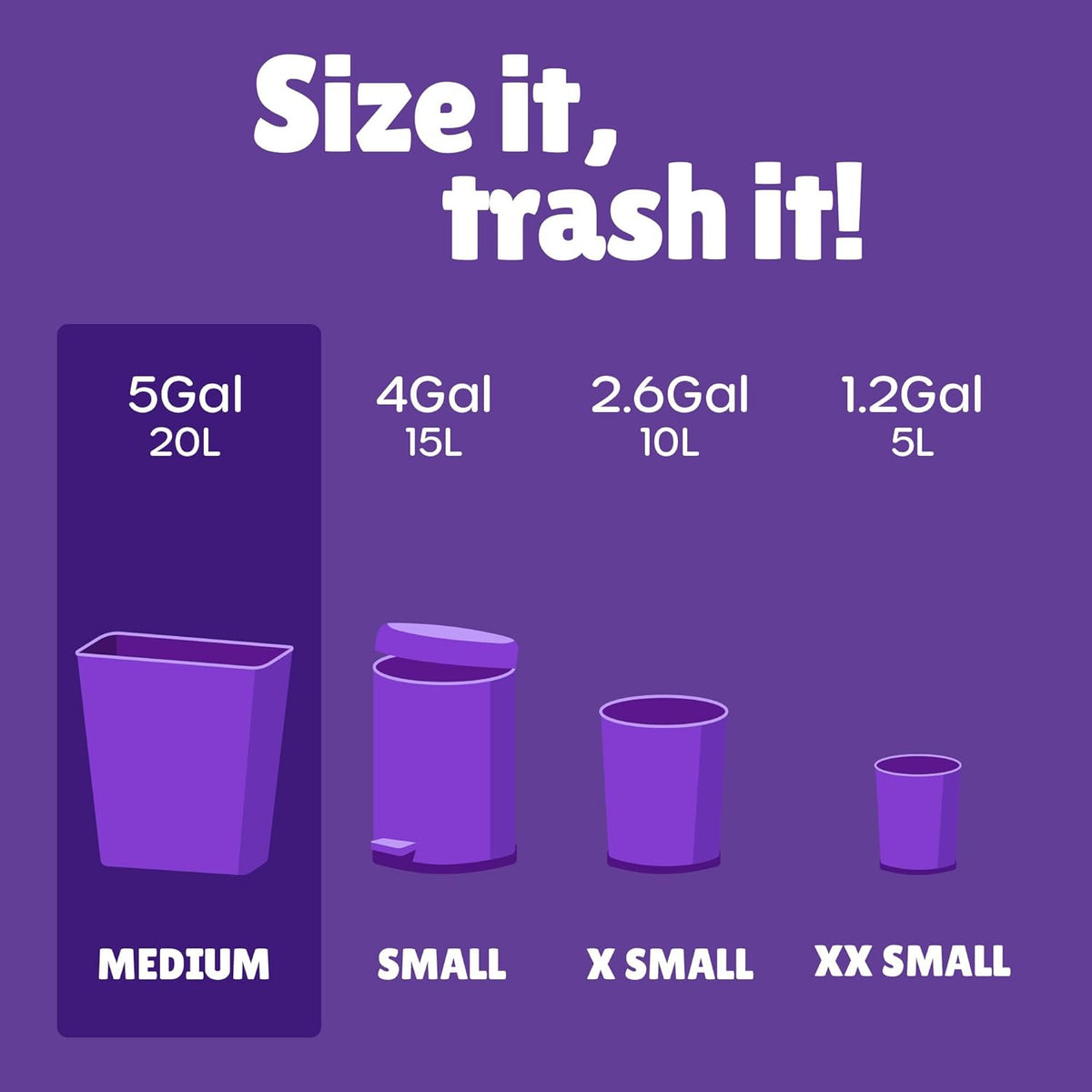 FORID Small Garbage Bags - 5 Gallon, Trash Can Liner for Home, Office, Bathroom, Bedroom, Waste Bin