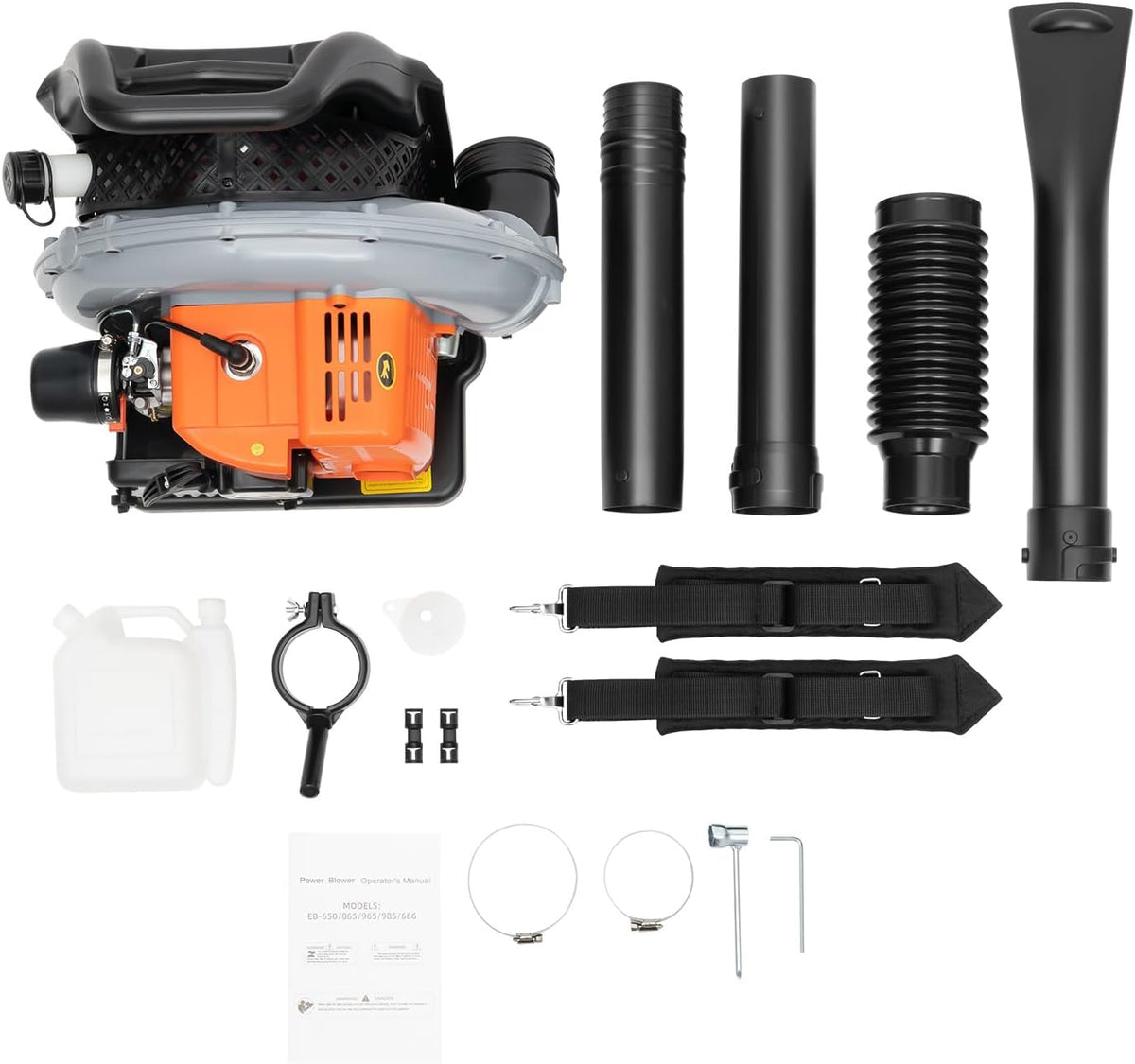 Backpack Gas Powered Leaf Blower, Commercial 2.7kW 850CFM 63CC 4.3HP 2-Stroke Powerful Lightweight