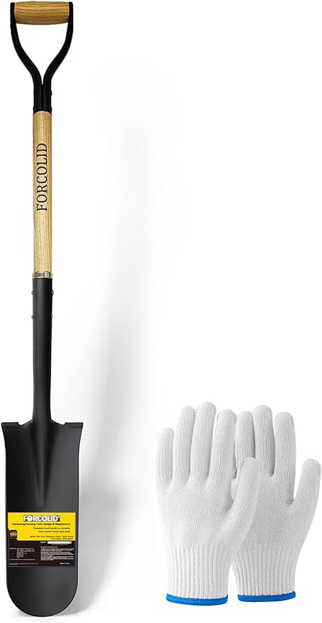 Drain Spade Shovel, Garden Drain Spade, Trenching Shovel, Woode D-Handle, Steel Y-Grip, 45 Inch