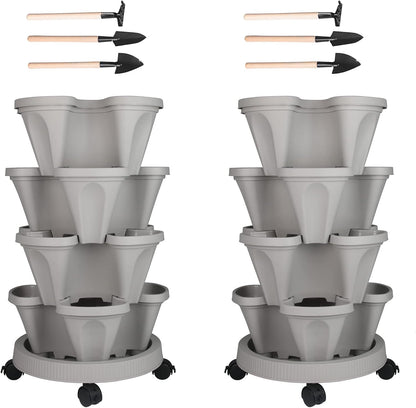 Vertical Planter 4 Tier Stackable Planters Garden Planters Strawberry Herb Flower and Vegetable