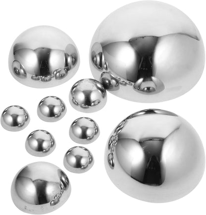 GANAZONO Gazing Balls Stainless Steel Garden Mirror Globes 10pcs Hollow Ball Reflective Shiny Half