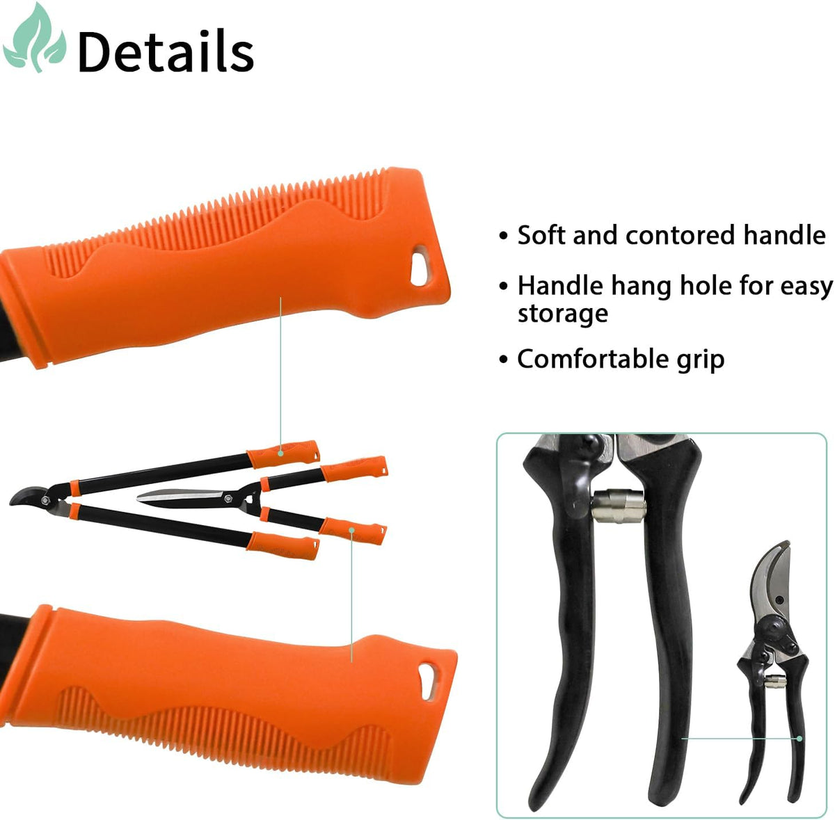 SunnyRoyal 3 pieces Garden Tools Set - Lopper & Pruning Shear & Tree Trimmer Pruner for Lawn Garden