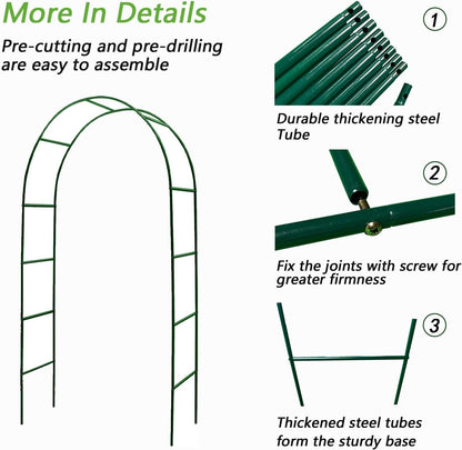 100% Metal Garden Arch Trellis for Climbing Plants Outdoor, Assemble Freely 2 Sizes,Pumpkin Archway