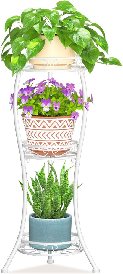 LASZOLA White 3 Tier Tall Plant Stand for Indoor Outdoor, Large Multiple Level Flower Planter