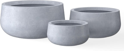 Kante 19.6",15.7",11.8" Dia Round Concrete Planters Set of 3, Cement Plant Pots with Drainage Hole