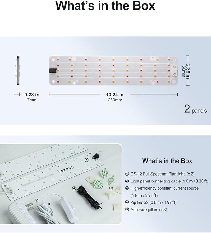 DOMMIA Plant Lights, Full Spectrum 12W(120W Equiv) Ultra-Thin Panel, 84 LEDs Sunlike Plant Lamp