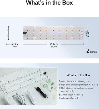 DOMMIA Plant Lights, Full Spectrum 12W(120W Equiv) Ultra-Thin Panel, 84 LEDs Sunlike Plant Lamp
