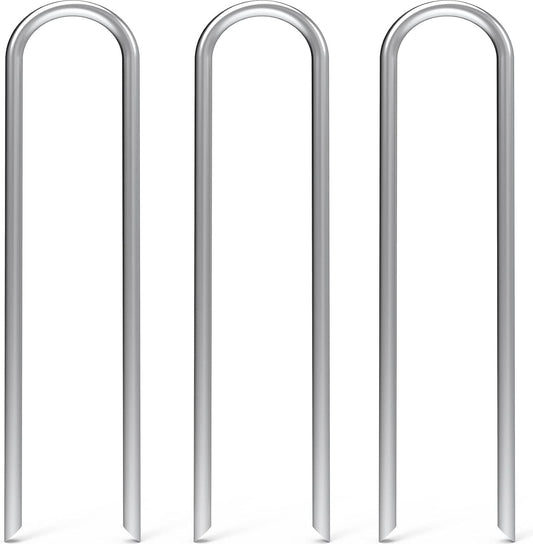 MySit 25 Pack 12 Inch Garden Stakes Heavy Duty 11 Gauge Galvanized Yard Staples U Pegs Fences Drip