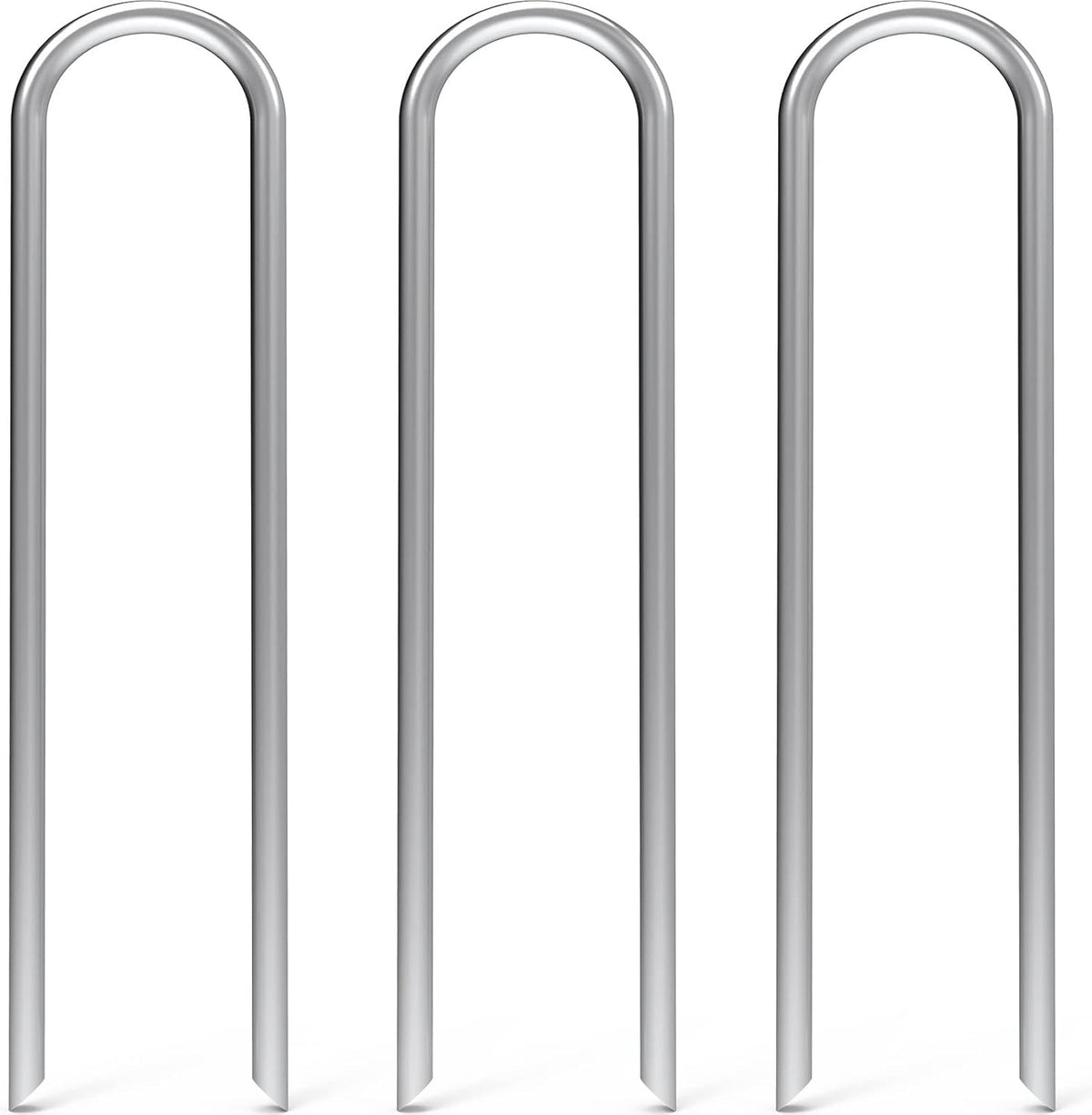 MySit 50 Pack 12 Inch Garden Stakes Heavy Duty 11 Gauge Galvanized Yard Staples U Pegs Fences Drip