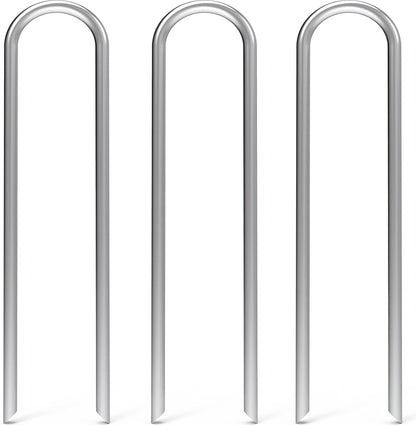 MySit 50 Pack 12 Inch Garden Stakes Heavy Duty 11 Gauge Galvanized Yard Staples U Pegs Fences Drip