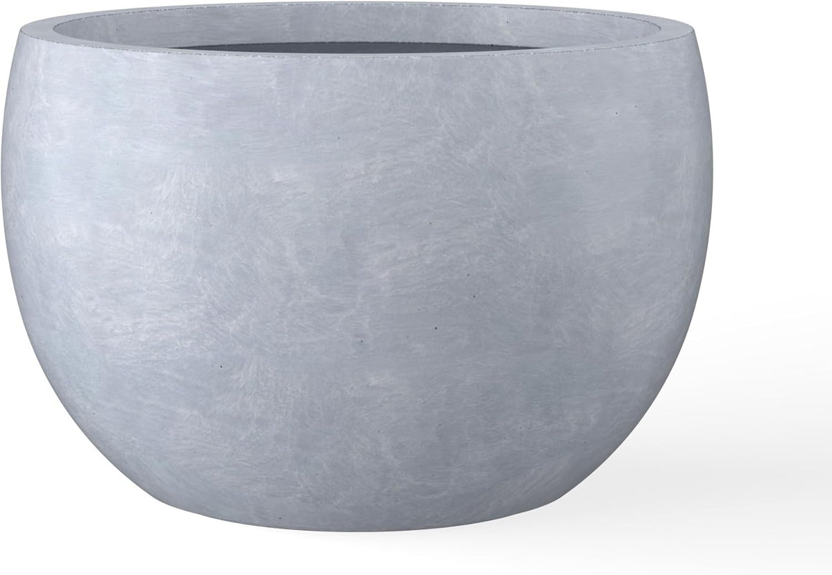 Kante 15.7" Dia Round Concrete Planter, Outdoor/Indoor Large Bowl Plant Pots with Drainage Hole and