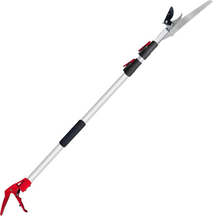 Telescopic Tree Trimmer 4.5-10 FT with 3 Section Length Adjustable, Cut and Hold Pruner, Pole Saw