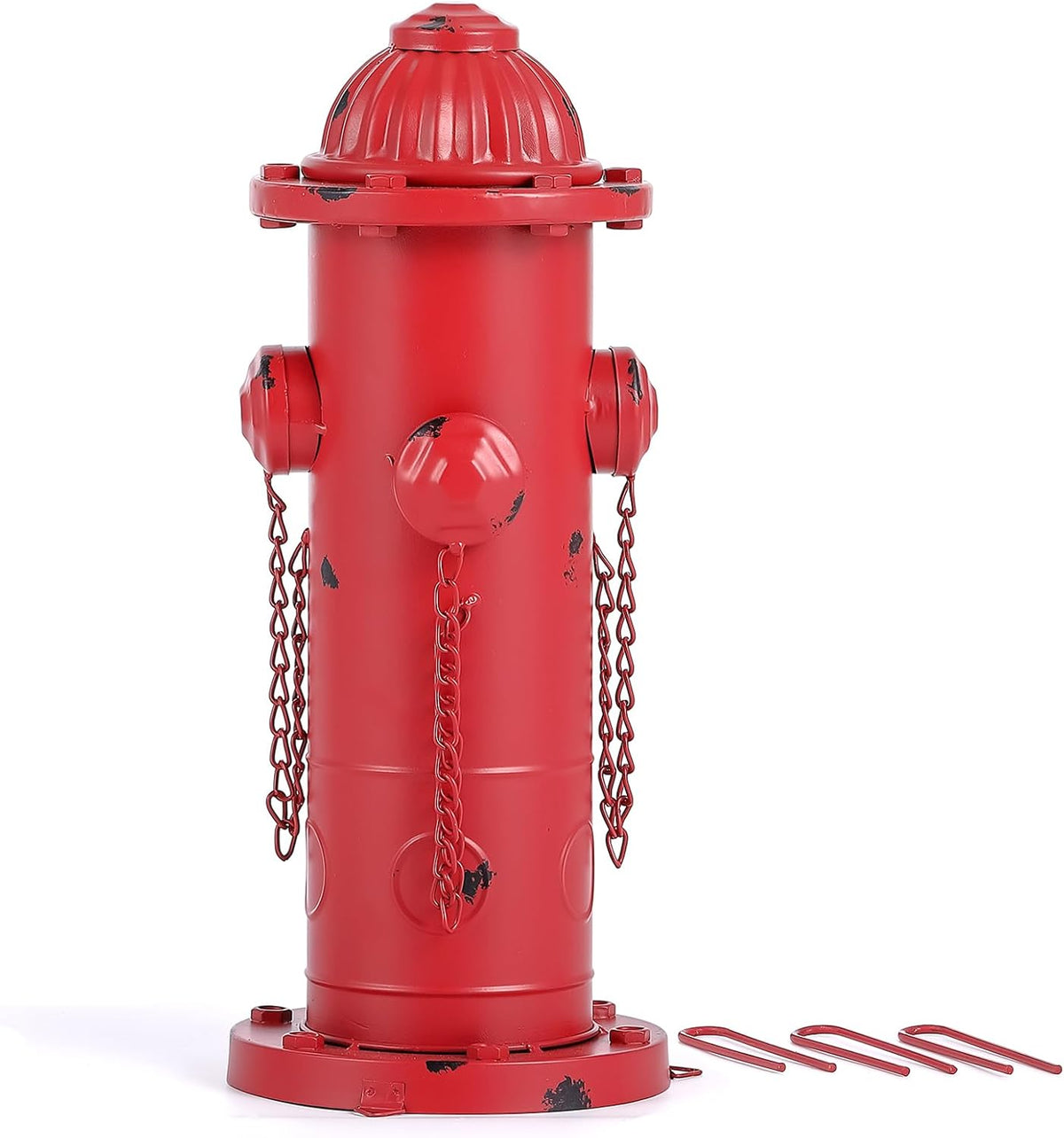 Fake Fire Hydrant for Dogs, 16.3" Red Metal Dog Pee Post with Stakes, Puppy Training Tool