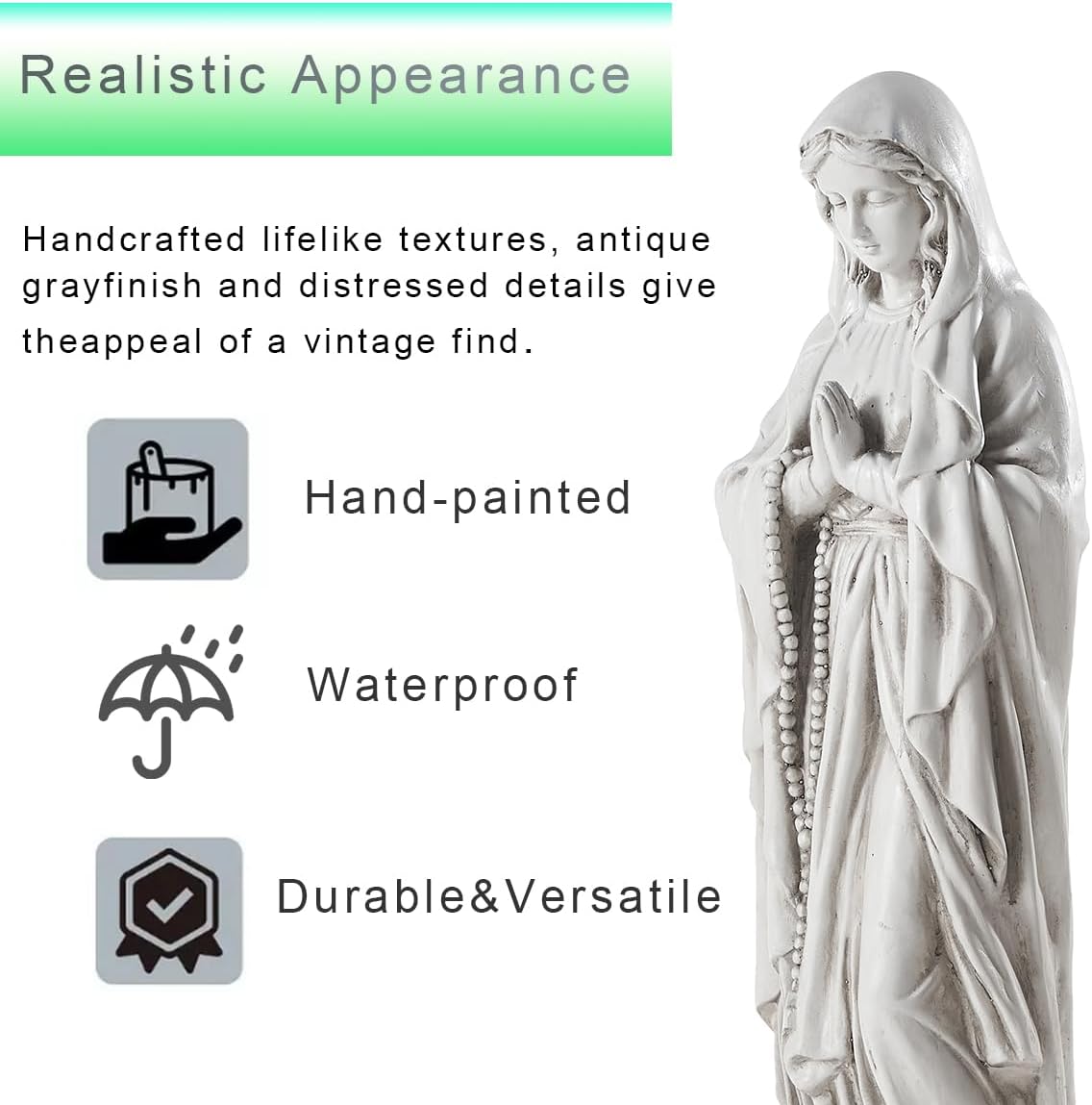 Virgin Mary Statue Outdoor, Religious Garden Statue, Blessed Mother Outdoor Statue, Large Outdoor