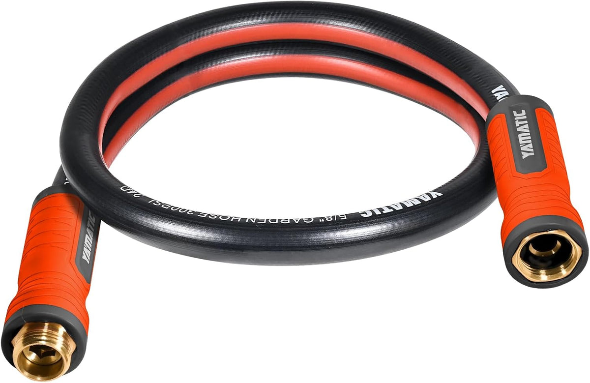 YAMATIC Short Garden Hose 5ft, 5/8" Leader Hose with Swivel Handle, Small Water Hose Extension