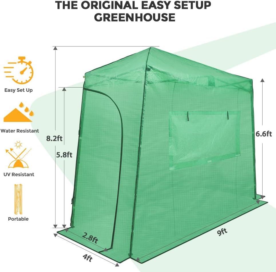 EAGLE PEAK Instant Pop-up Greenhouse, Indoor Outdoor Plant Gardening Green House, Roll-Up Zipper
