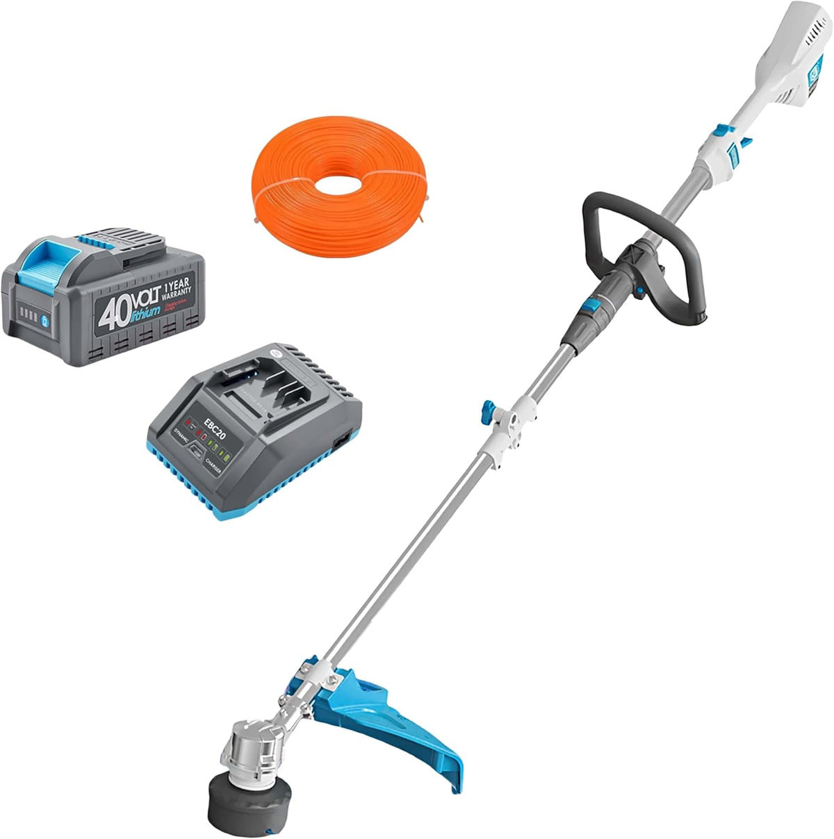 RB 17" Cordless String Trimmer, 40V Lithium Battery Weed Wacker with 4.0Ah Battery & Fast Charger &
