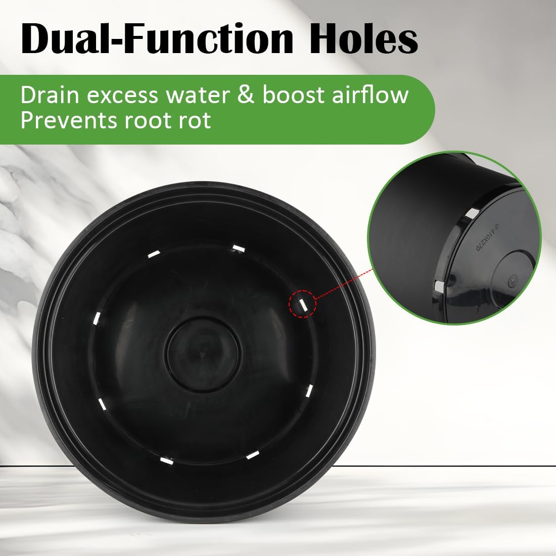 10 Gallon Plastic Nursery Pots, 16 Inch Round Plant Pots with Drainage Holes, 5 Pack Large Garden