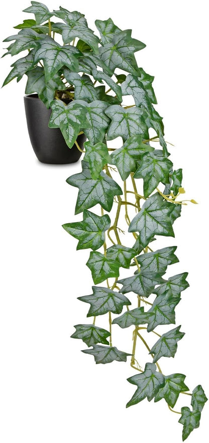 Realistic Fake Pothos Ivy Plant with Pot Artificial Leaves Featuring a White Frosted Finish for