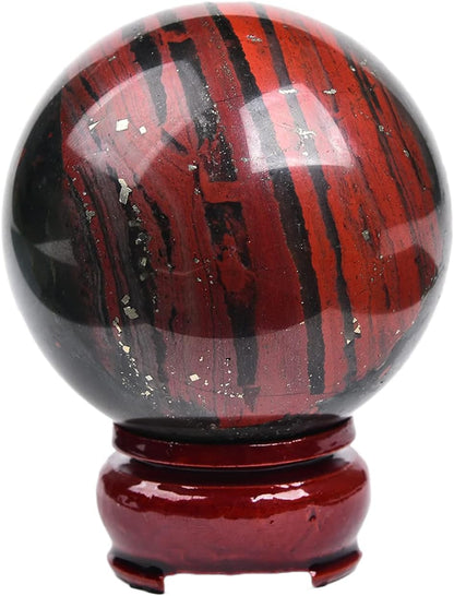 JIC Gem Small Crystal Sphere Ball Natural African Bloodstone Healing Crystal Ball with Decoation