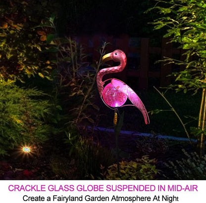 Bright Zeal 14" Big Metal Outdoor Solar Lights Waterproof Flamingo Garden LED Stake Light - Solar