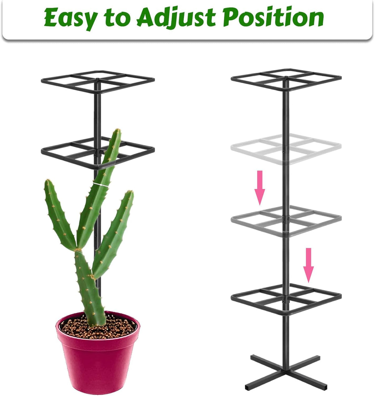 Adjustable Double-Layer Dragon Fruit Trellis Black,Durable Metal Plant Trellis Outdoor Climbing