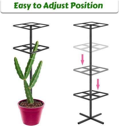 Adjustable Double-Layer Dragon Fruit Trellis Black,Durable Metal Plant Trellis Outdoor Climbing