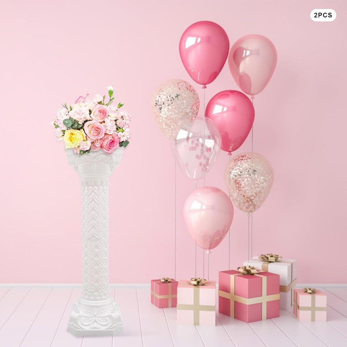 Roman Column Pedestal, Plastic White Columns for Weddings Indoor/Outdoor Roman Pillar Stand for