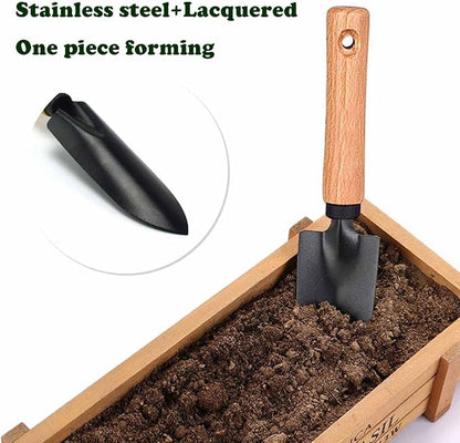 3 Pieces Garden Tools Set-Garden Rake Trowel, Gardening Tools with Wood Handle,Iron Crafts