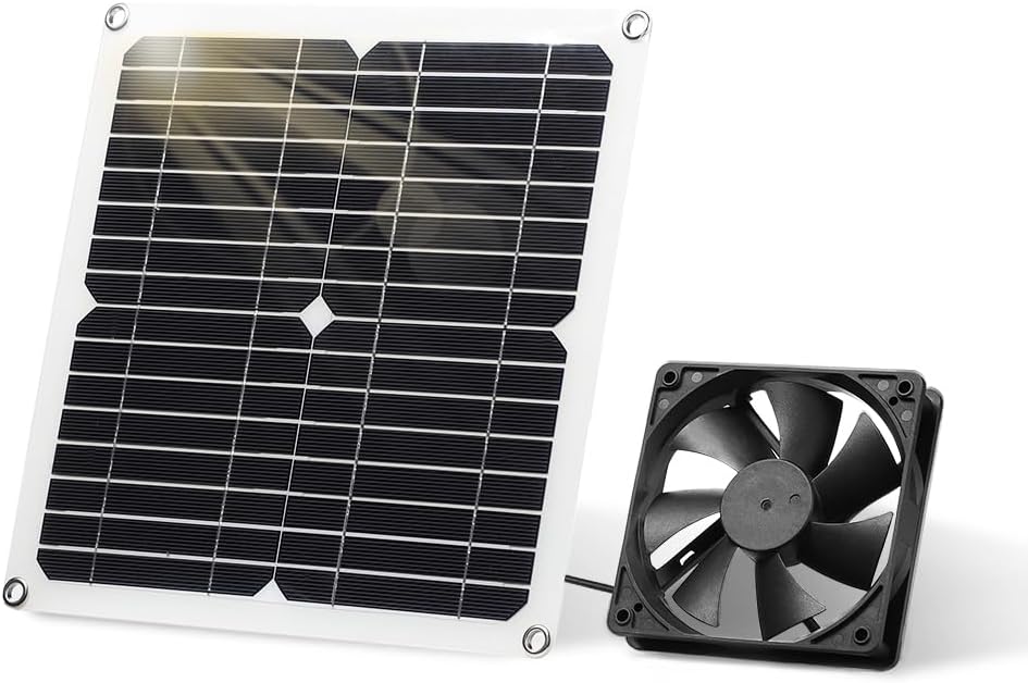 SUNYIMA Solar Panel Fan Kit, 12W Weatherproof Solar Panel with DC Fan for Small Chicken Coops