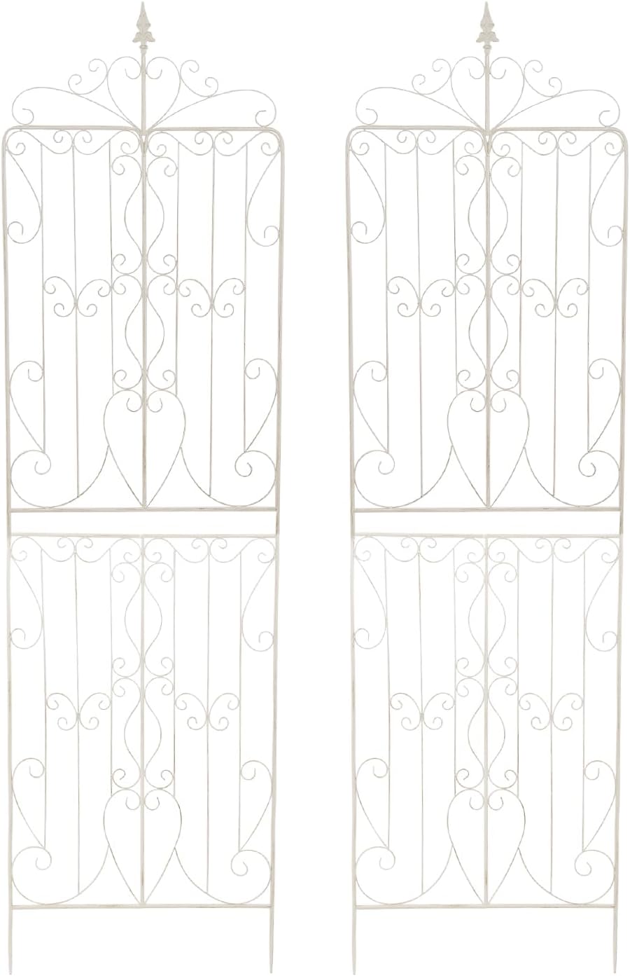 Sungmor 2 Pack Large Garden Trellis for Climbing Plants, 92.5 Inch Tall Rustic White Garden Metal