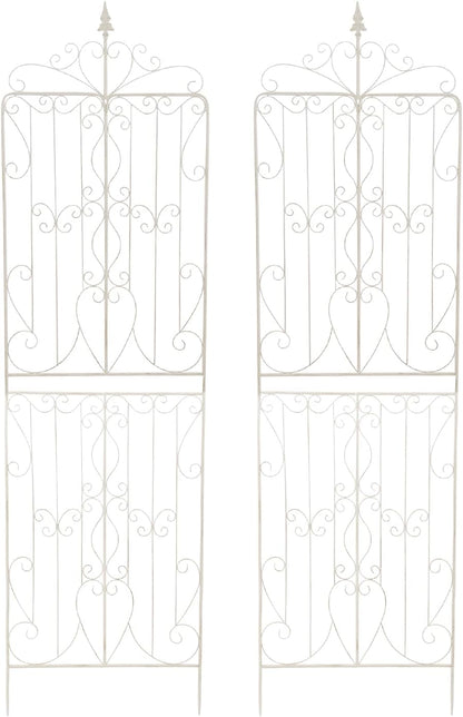 Sungmor 2 Pack Large Garden Trellis for Climbing Plants, 92.5 Inch Tall Rustic White Garden Metal