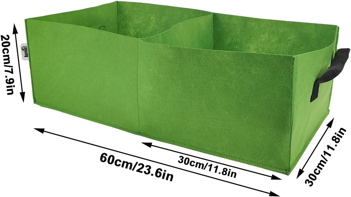 Plant Grow Bags, 5 Pack Fabric Raised Planting Bads, 2 Holes Rectangle Grow Bag, 10 Gallon