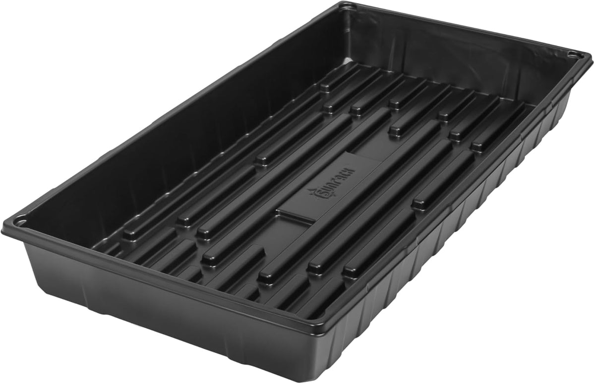 SUNPACK 10" x 20" Extra Strength Plastic Seed Starting Tray, Black, 2.5" - No Drainage Holes, Ideal