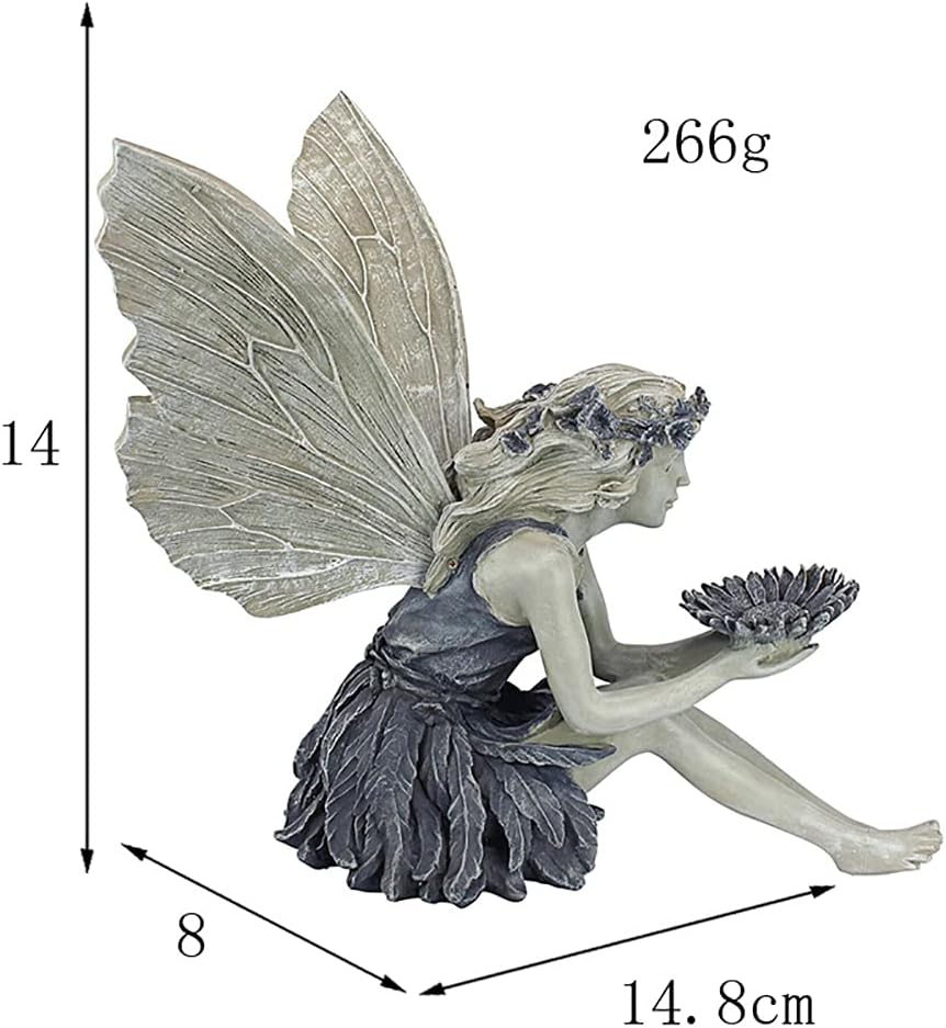 Outdoor Garden Fairy Statue Ornaments, Angel Sculpture Realistic Figurine Decor, Antique Resin