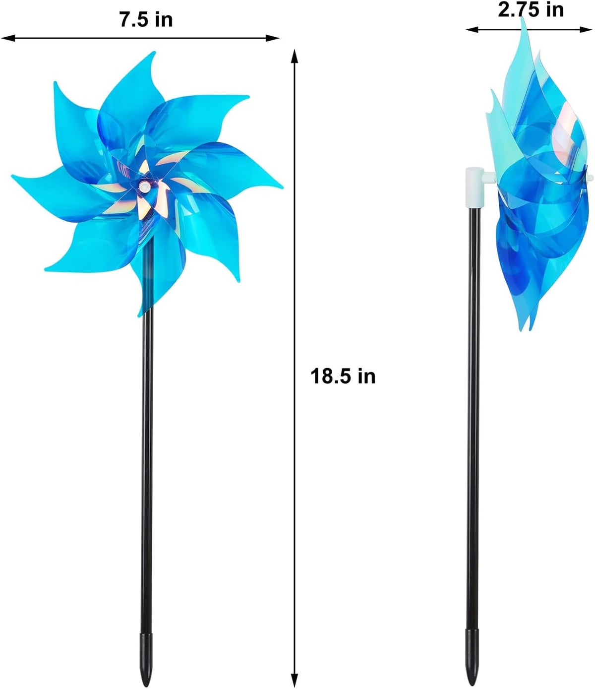 Hausse 10 Pack Reflective Pinwheels Wind Spinner, Extra Sparkly Pinwheel with Stakes, Bird