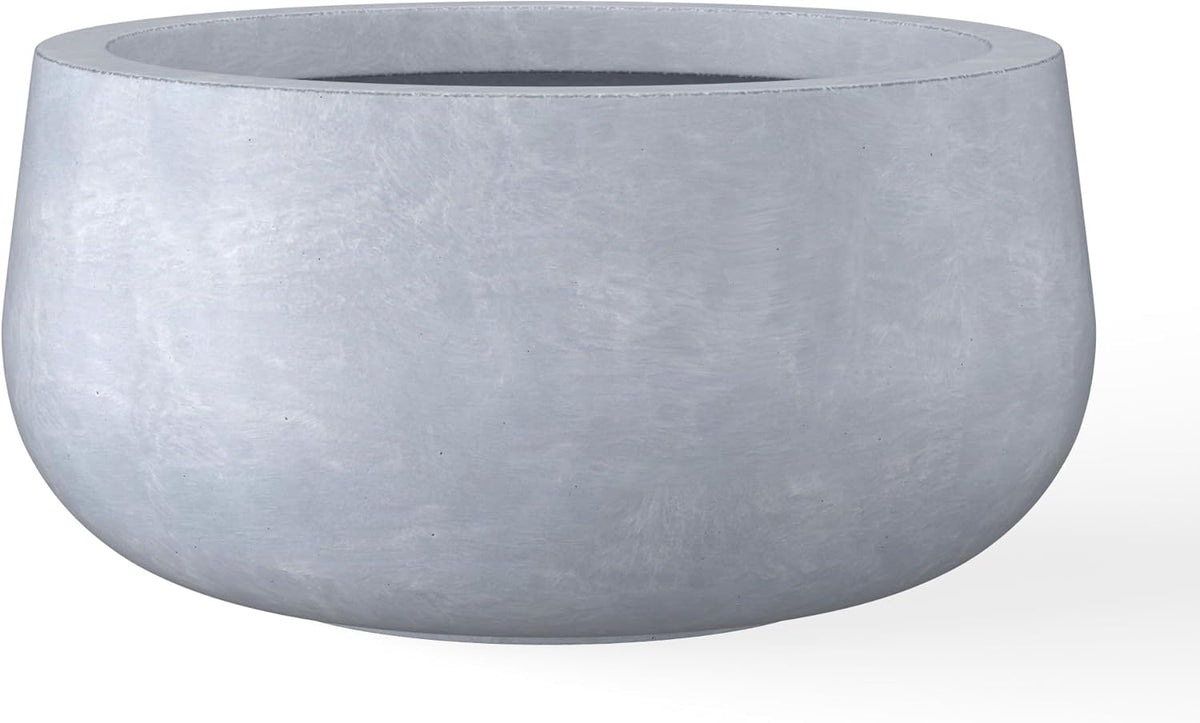 Kante 15.7" Dia Round Concrete Planter, Outdoor Indoor Garden Plant Pots with Drainage Hole and