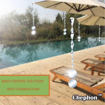 Bird Scare Rods with Reflective Discs Reflectors - Bird Spinner Scare Device of Twisting Rods and