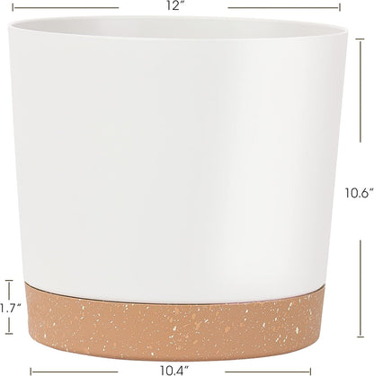 kubvici Plant Pots for Indoor Plants, 2 Pack 12 Inch Pots for Plants, Lightweight Large White