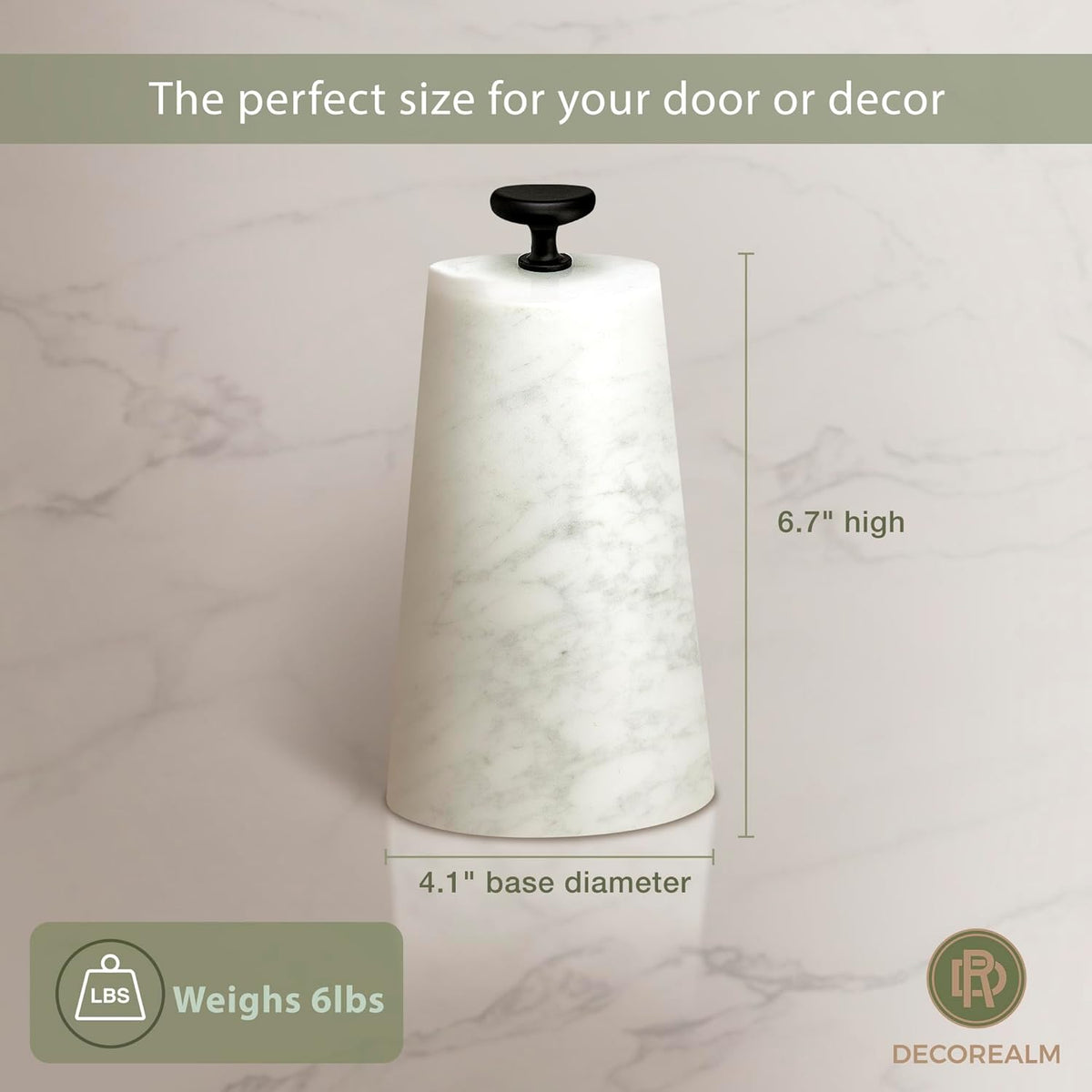 Marble Decorative Door Stop, Cute Door Stopper with Cast Iron Handle, Heavy Weighted Door Stop for