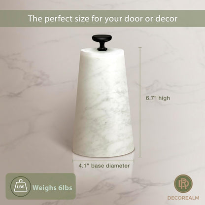 Marble Decorative Door Stop, Cute Door Stopper with Cast Iron Handle, Heavy Weighted Door Stop for