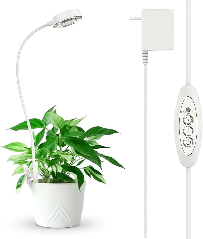 SANSI Grow Light for Indoor Plants, Clip-on LED Full Spectrum Plant Lamp with 4-Level Dimmer, Auto