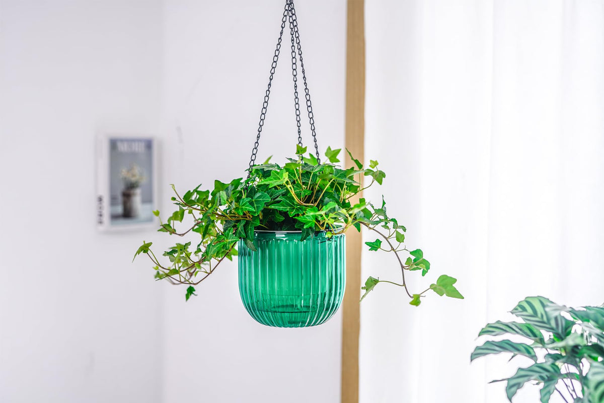 Melphoe 2 Pack Self Watering Hanging Planters Indoor Flower Pots, 6.5 Inch Outdoor Hanging Basket