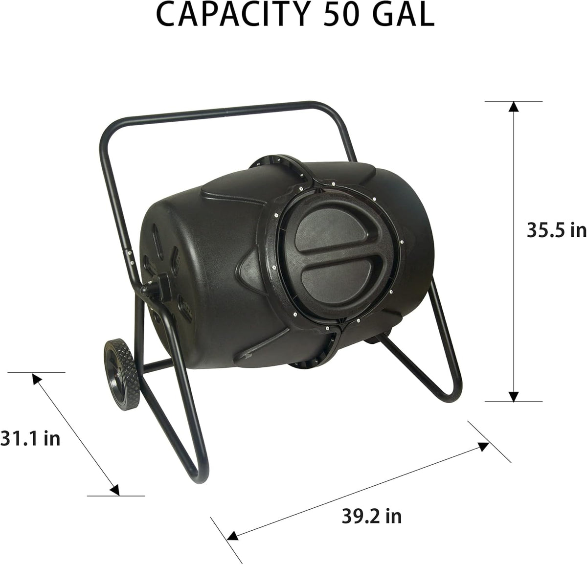 Koolscapes Wheeled Tumbling Composter – 50-Gallon Portable Eco-Friendly Rotating Bin BPA-Free