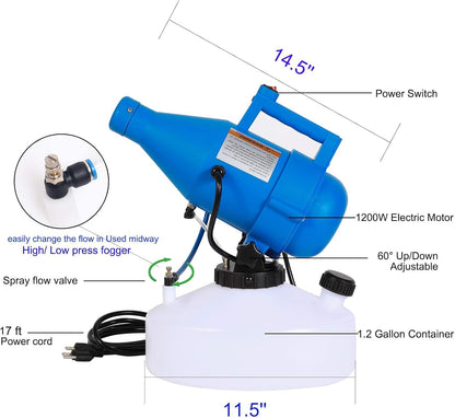 4.5L (1.2 Gallon) Electric ULV Portable Fogger Sprayer Machine Cold Fogger Machine Spraying