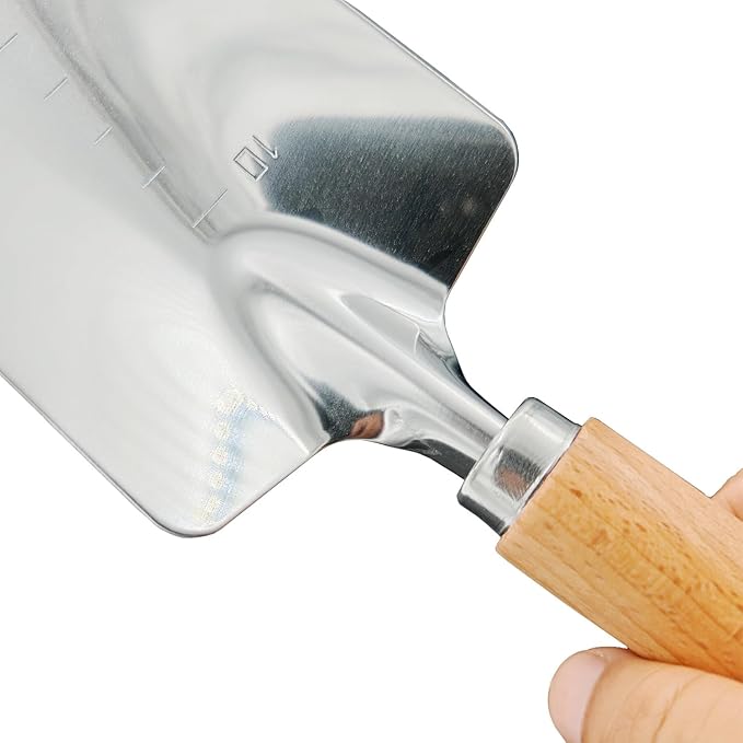 Garden Tool Shovel for Digging Gardening Trowel for Lawn Planting Stainless Steel Spade Wooden