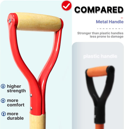 VNIMTI Garden Fork,4-Tine Spading Fork,Compost Fork,Steel Digging Fork,45Inch,Steel Y-Grip,Wooden