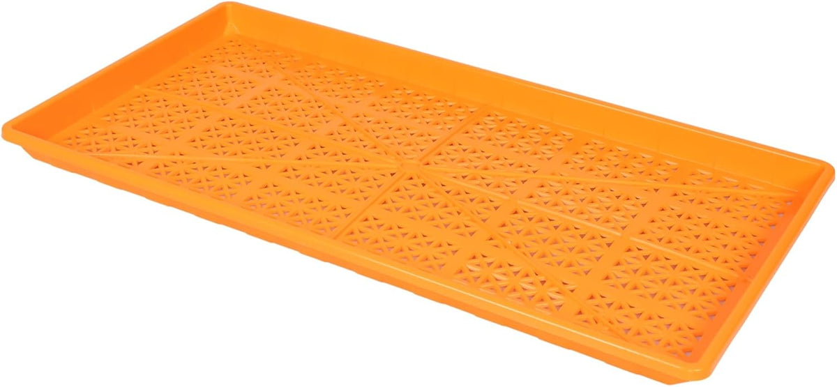 SUNPACK 10" x 20" Heavy Duty Mesh Plastic Seed Starting Tray, Orange, 1" - Ensures Water Drainage
