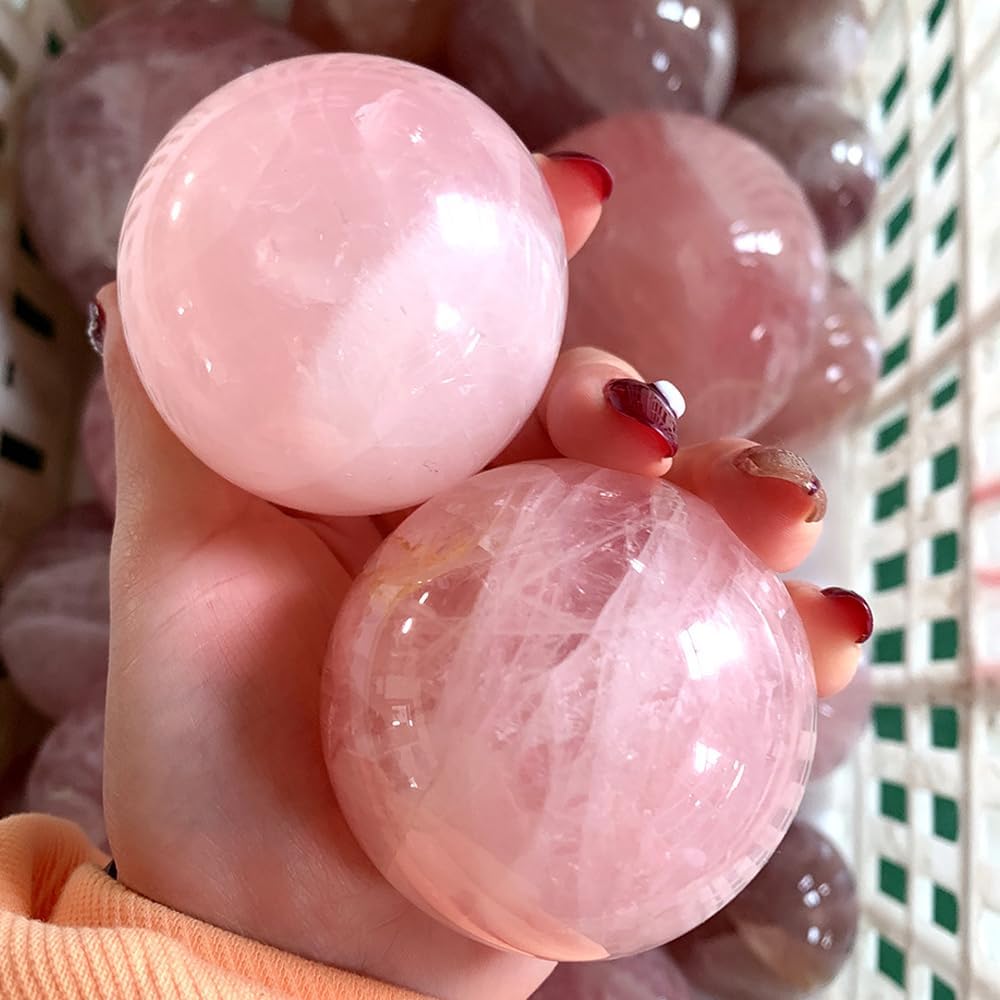 6-7CM/2.36-2.76inch Natural Crystal Ball Rose Quartz Sphere Polished Divination Ball Decorative