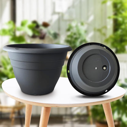 Plant Pots Set of 5, 10" Outside Diameter Flower Pots, 8.5" Inner Diameter Planters with Drainage
